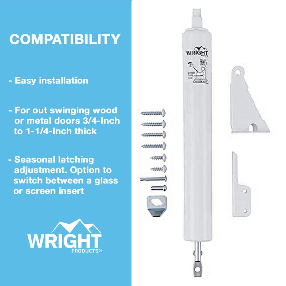 Wright Medium Duty White Aluminum Pneumatic Door Closer