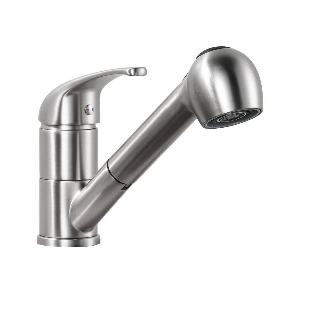 Single Handle Pull Out Sprayer Kitchen Faucet Deckplate Included with 360 degree swivel in Brushed Nickel price history on PriceWatchPro
