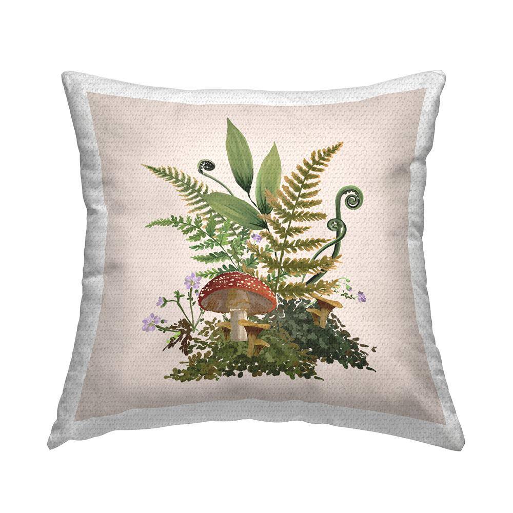 Floral Mushroom Nature Sprouts Green Square Outdoor Throw Pillow price history on PriceWatchPro