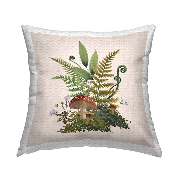 Stupell Industries Floral Mushroom Nature Sprouts Green Square Outdoor Throw Pillow