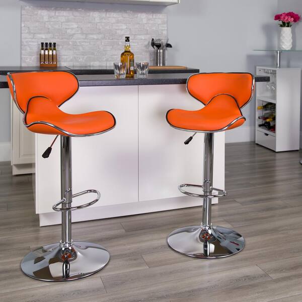 orange bar stools set of 2