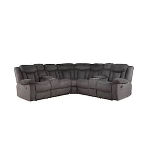 120 in. Slope Arm 1 - piece Fabric L-Shaped Sectional Sofa in. Dark Brown Fabric