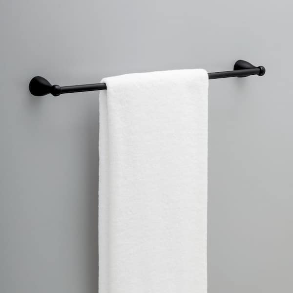 Foundations 24 in. Wall Mounted Towel Bar Bath Hardware Accessory in Matte Black