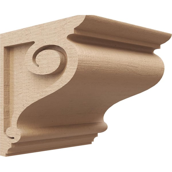Ekena Millwork 9 in. x 9 in. x 9 in. Wide Scroll Rough Cedar Woodgrain TimberThane Corbel, Primed Tan