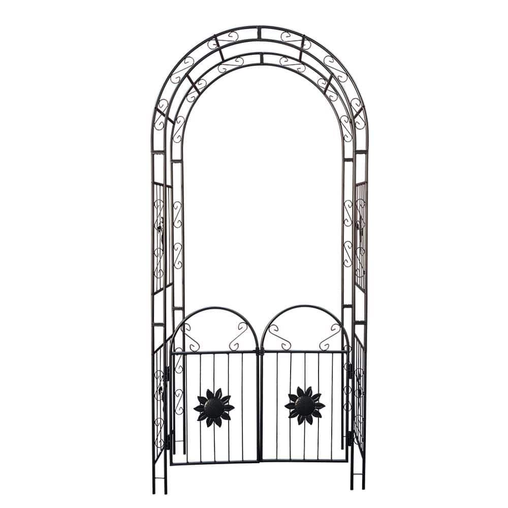 Metal Garden Arch with Doors, Garden Arbor Trellis for Climbing Plants, Outdoor Wedding Arch – Black price history on PriceWatchPro