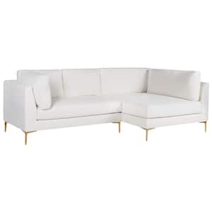 Chandler 97 in. W Square Arm 2-piece L-Shaped Boucle Fabric Modern Right Facing Corner Sectional Sofa in White
