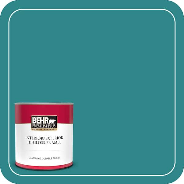 BEHR PREMIUM PLUS 1 qt. #M460-6 Thai Teal Hi-Gloss Enamel Interior/Exterior Paint & Primer