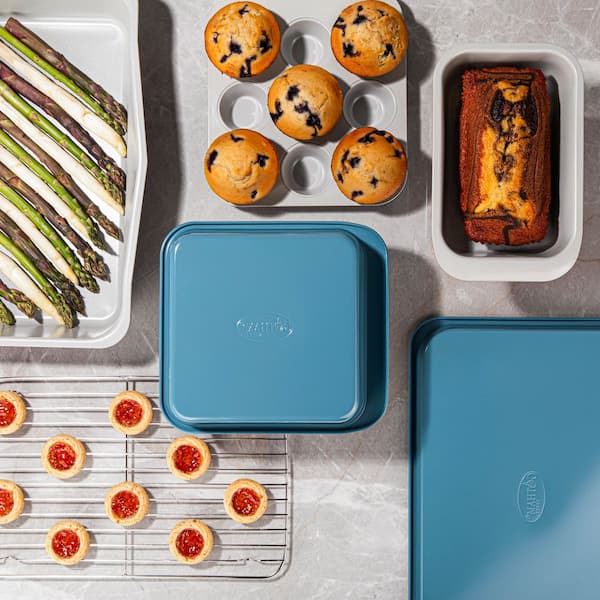6-Piece Dark Teal Ceramic Nonstick Stackable Bakeware Set