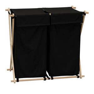 X-Frame Wood Laundry Sorter Collapsible Wood Frame with Washable Poly-Cotton Bags