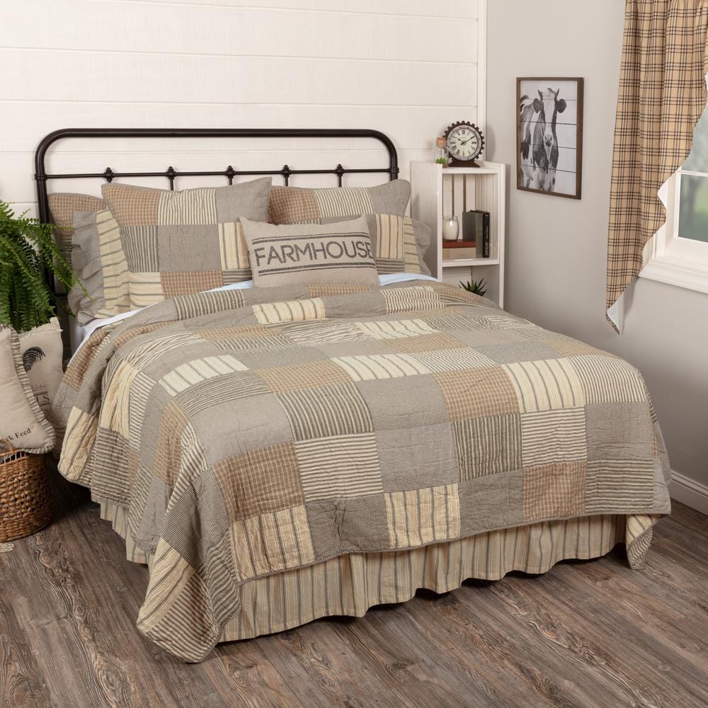 Sawyer Mill Charcoal Grey Cotton Patchwork Twin Quilt