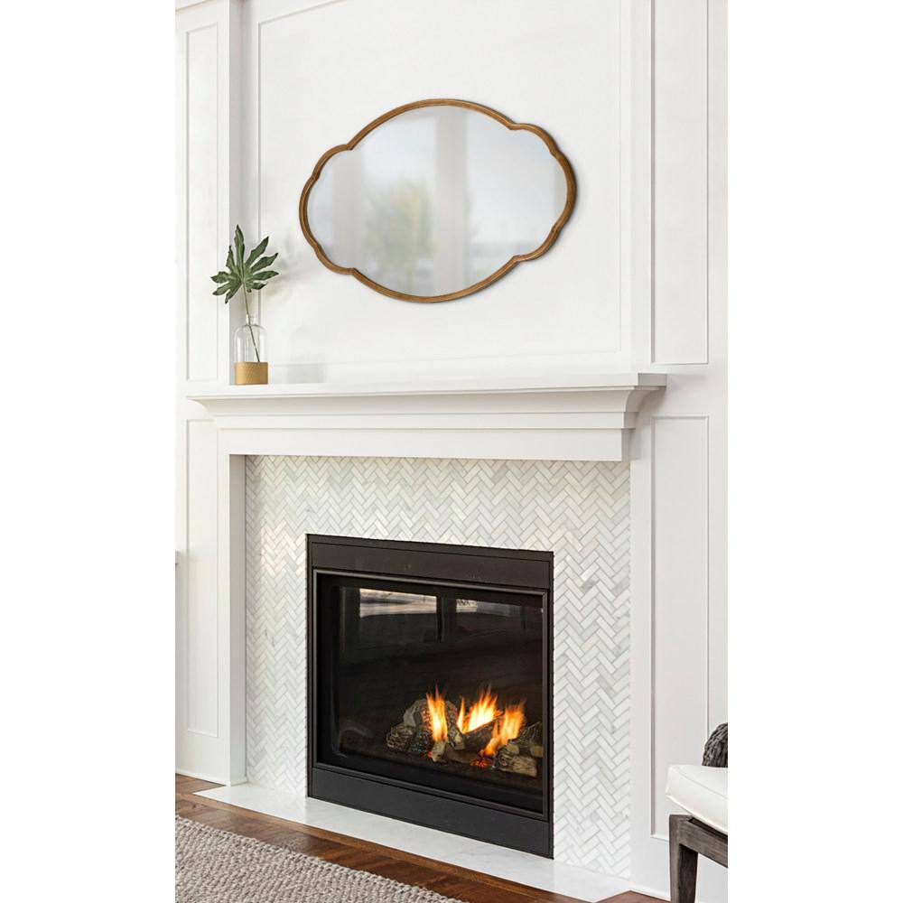 Magritte Scalloped Oval Gold Vanity Wall Mirror, 33x22 in