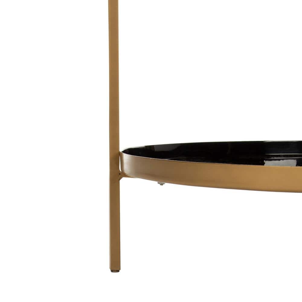 Tia Black and Brass Transitional Round 5-Tier Etagere Bookshelf