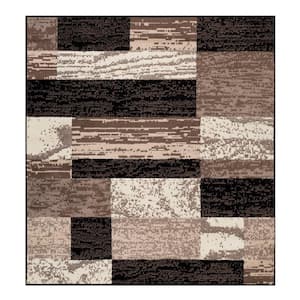 Bernadette Chocolate 5 ft. x 8 ft. Loomed Abstract Polypropylene Square Area Rug