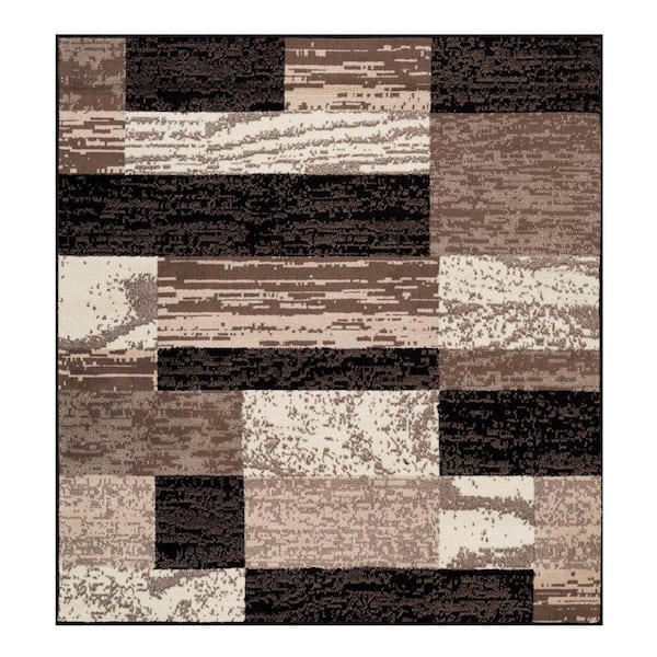 HomeRoots Bernadette Chocolate 5 ft. x 8 ft. Loomed Abstract Polypropylene Square Area Rug