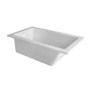 48 in. x 32 in. Acrylic Rectangular Drop-In Soaking Bathtub with Reversible Drain in White Brass Trip Lever Included