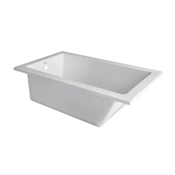 FINE FIXTURES 48 in. x 32 in. Acrylic Rectangular Drop-In Soaking Bathtub with Reversible Drain in White Brass Trip Lever Included