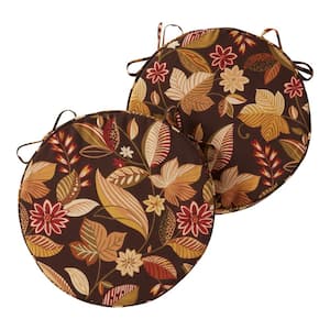 18 in. x 18 in. Timberland Floral Round Outdoor Seat Cushion (2-Pack)