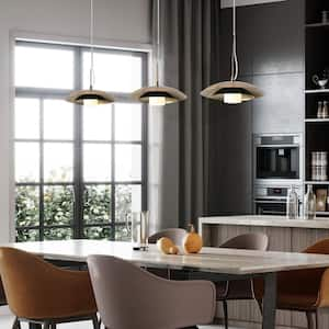 Meadowgreen 1-Light Plated Brass and Black Integrated LED Island Pendant Light with Barn Shade Transitional Lantern