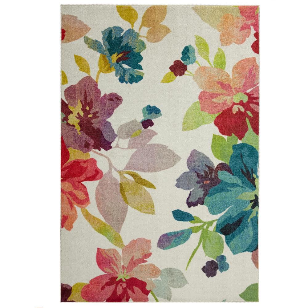 Mohawk Home Dalton Gardens Cream 8 ft. x 10 ft. Floral Area Rug 043061