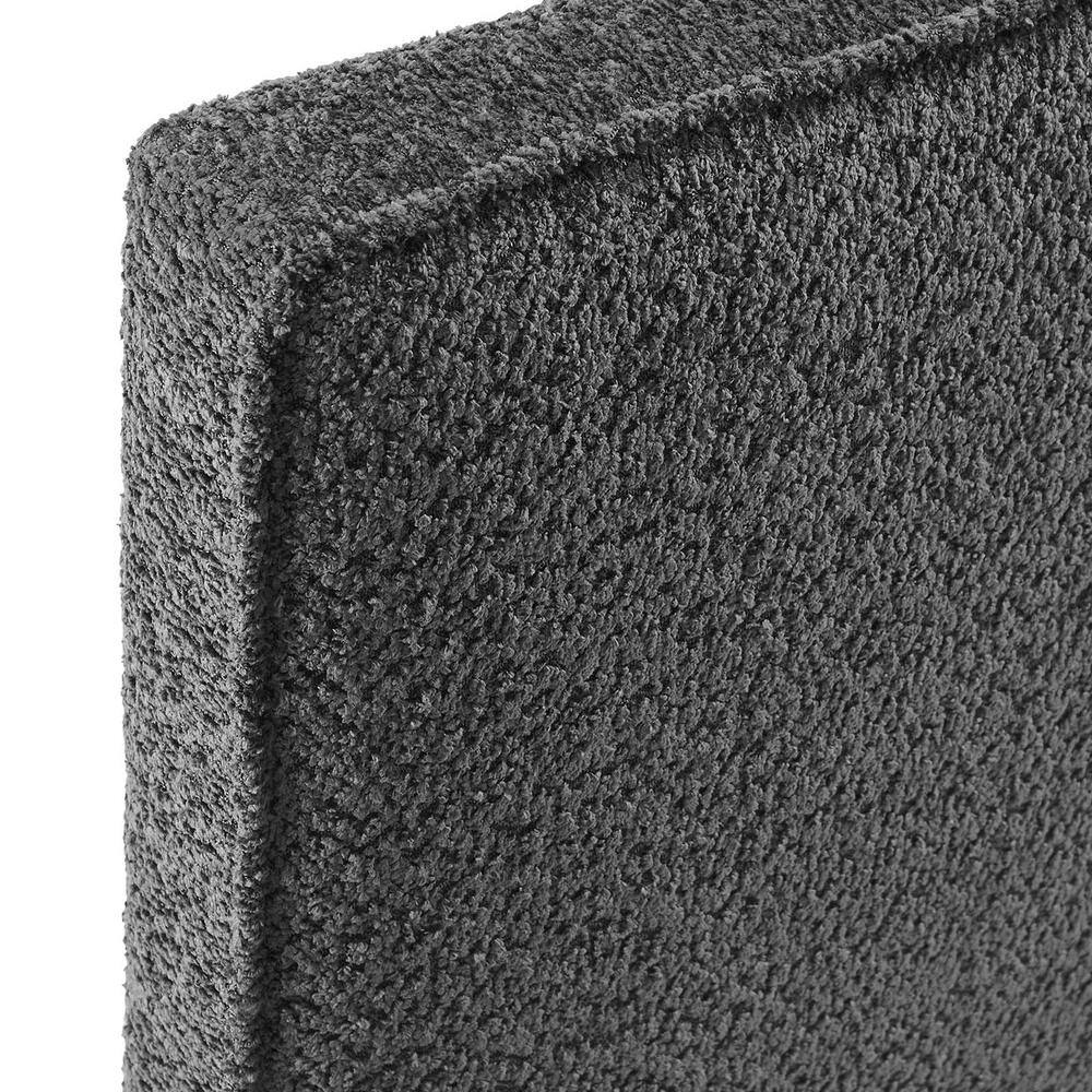 Slate Boucle Upholstered Twin Headboard with Wood Legs
