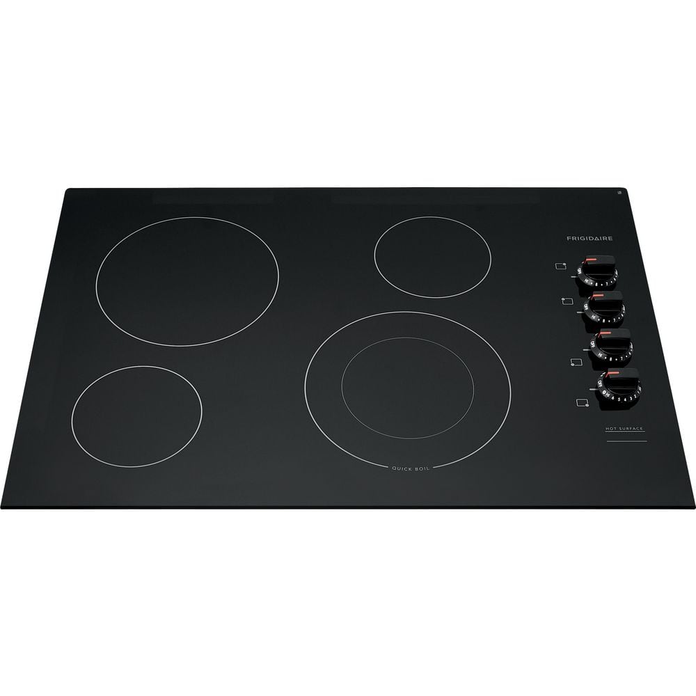 30 in. Electric Cooktop in Black with 4 Burner Elements, including Quick Boil Burner & Ceramic Glass Surface