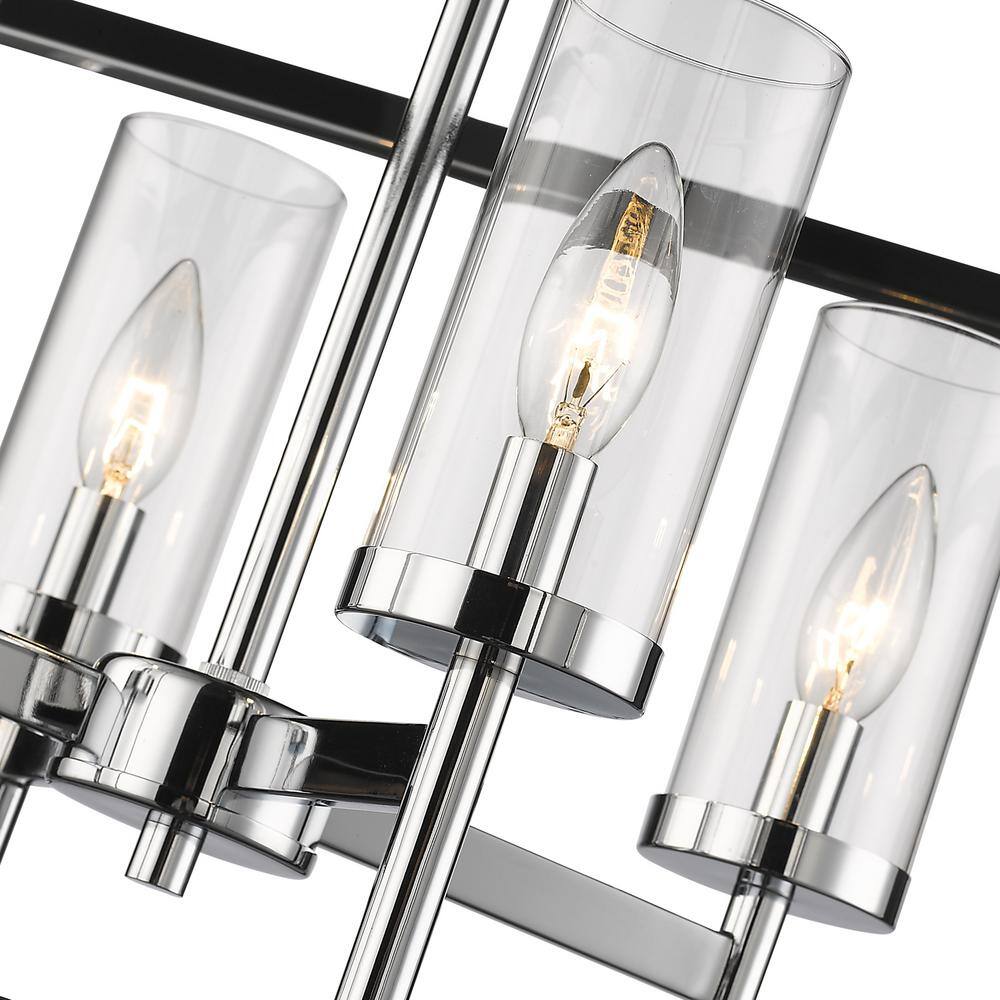 Chrome Cage 4-Light Chandelier with Clear Glass Shades