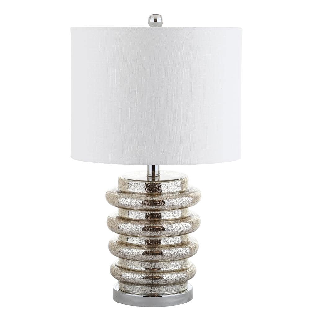 Mercury Glass Table Lamp with White Drum Shade