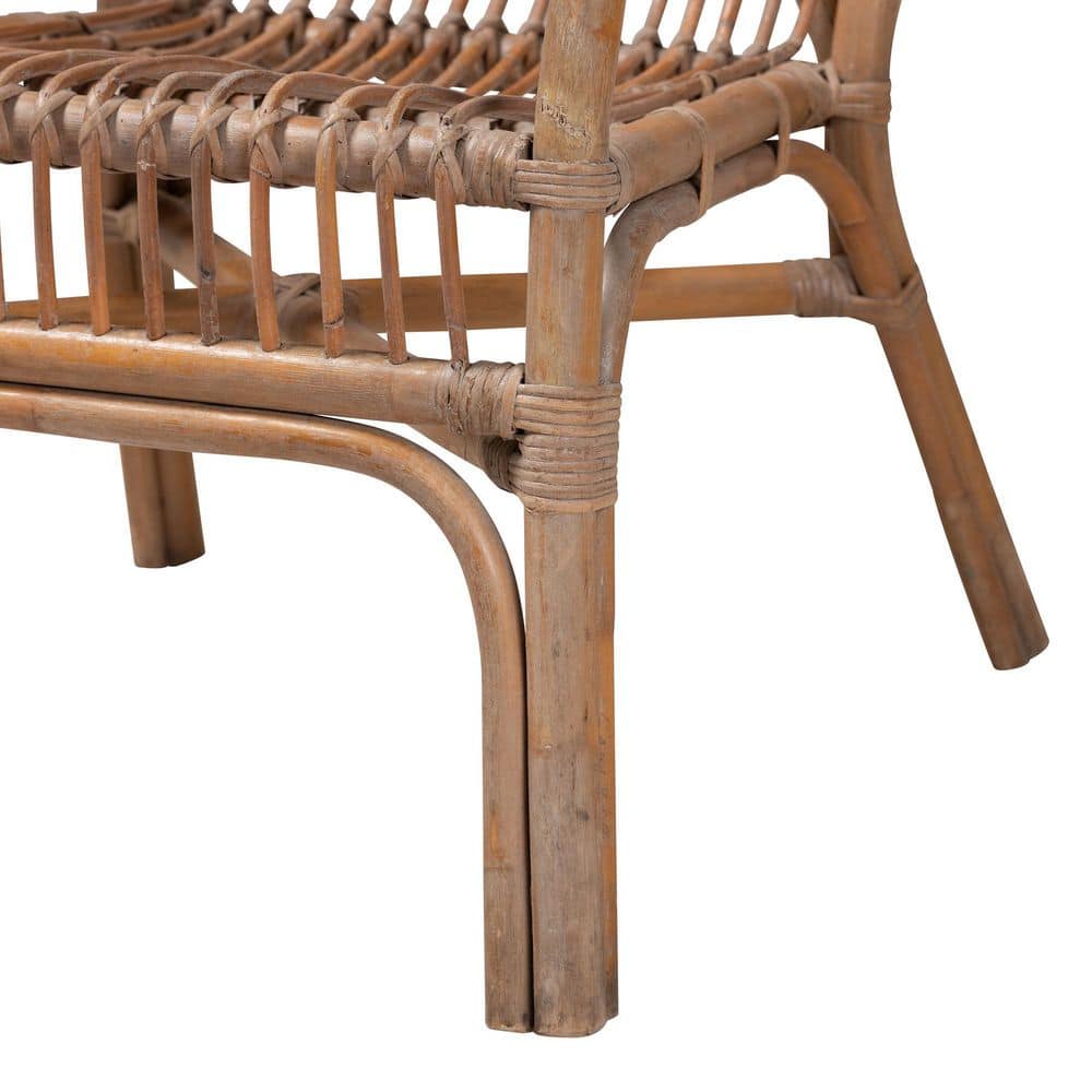Handcrafted Sustainably Sourced Rattan Accent Chair Set in Natural Brown