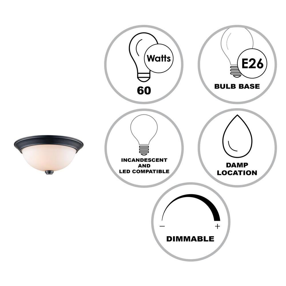Mod Pod 13" Black Frosted Glass Bowl Flush Mount Ceiling Light