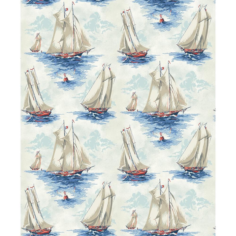 SURFACE STYLE Set Sail Atlantic Novelty Vinyl Peel and Stick Wallpaper Roll (Covers 30.75 sq. ft.)