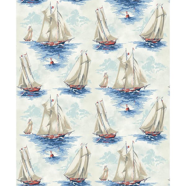 Set Sail Atlantic Novelty Vinyl Peel and Stick Wallpaper Roll (Covers 30.75 sq. ft.)