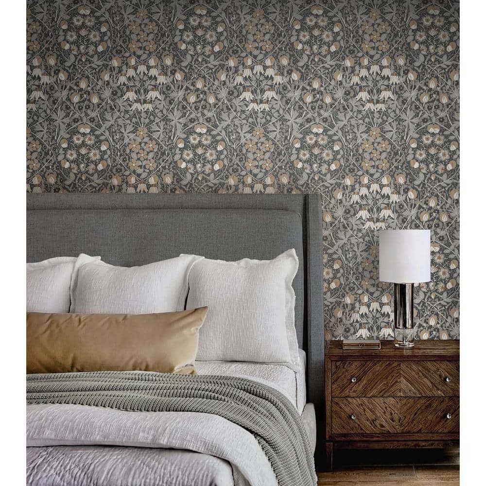 Wrought Iron and Chamois Floral Peel and Stick Wallpaper