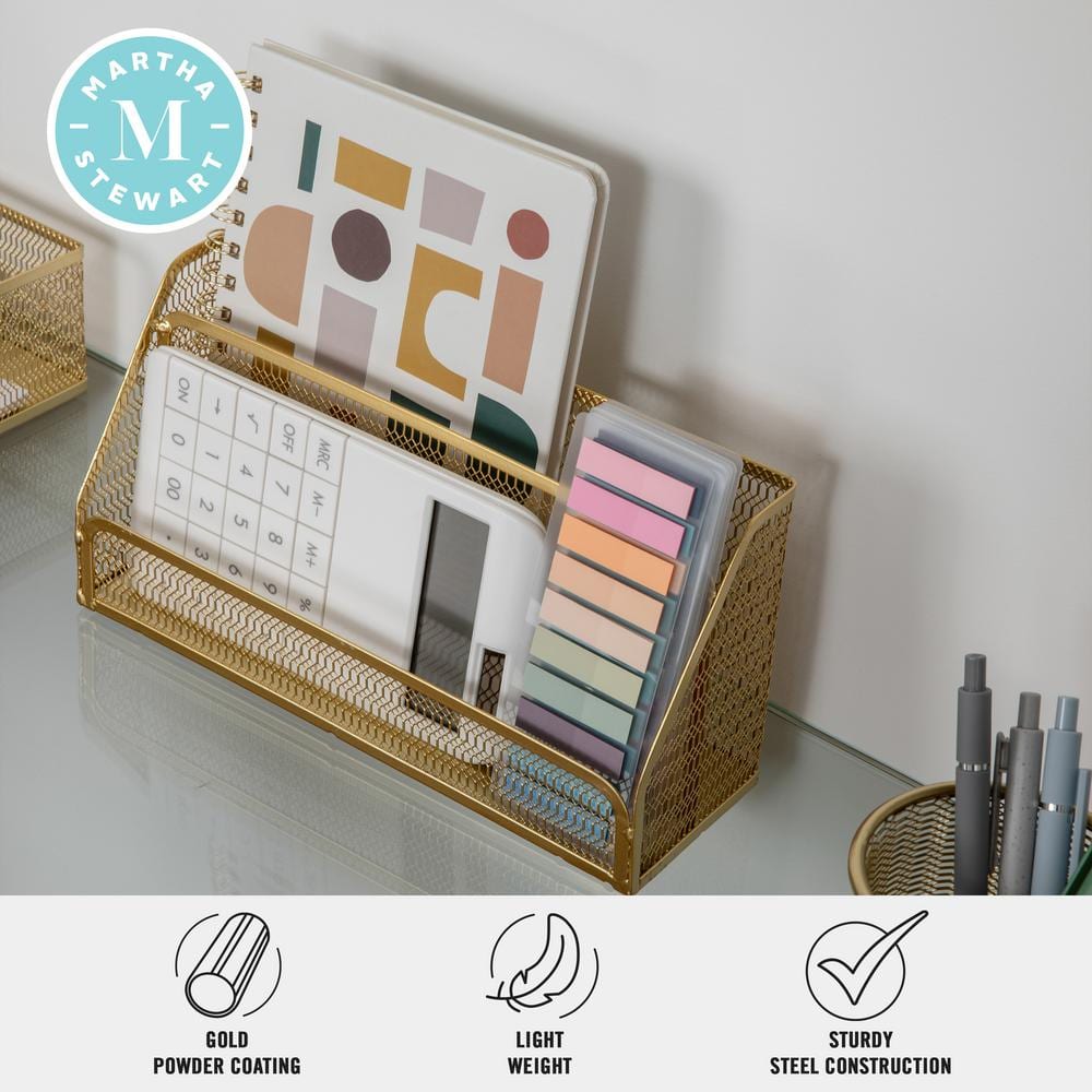 Gold Mesh 6-Piece Desktop Organizer Set