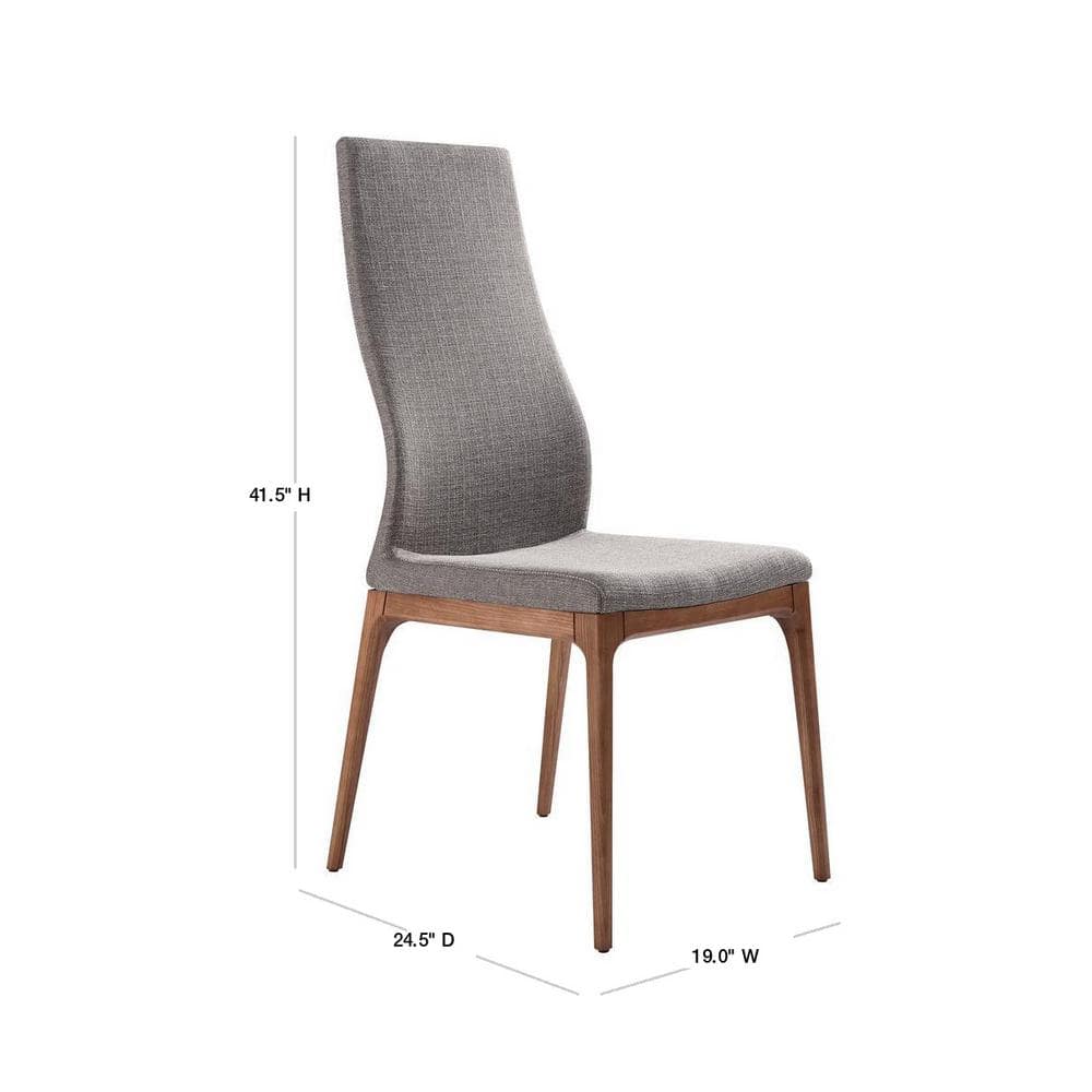 Parker 19'' Gray Fabric and Walnut Wood Mid-Century Side Chair