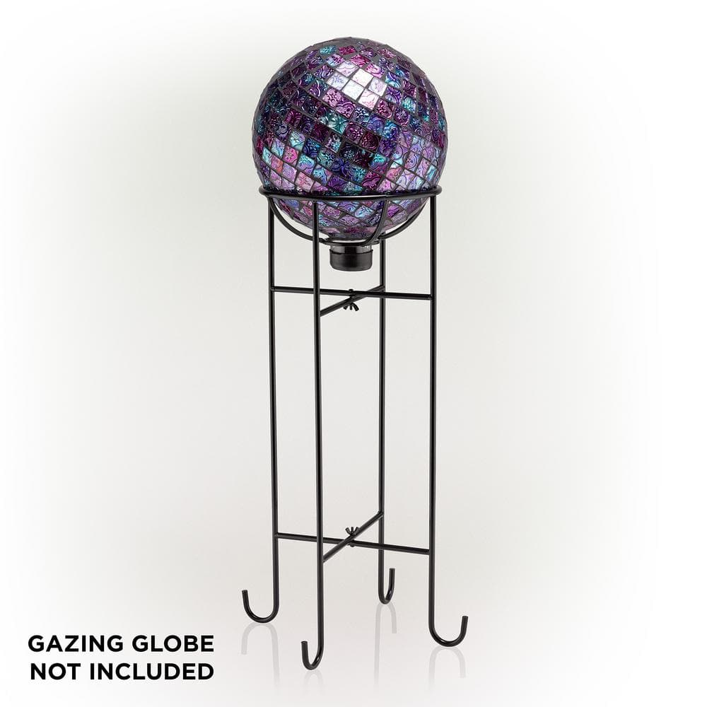 24" Black Metal Gazing Globe Stand for Outdoor Decor