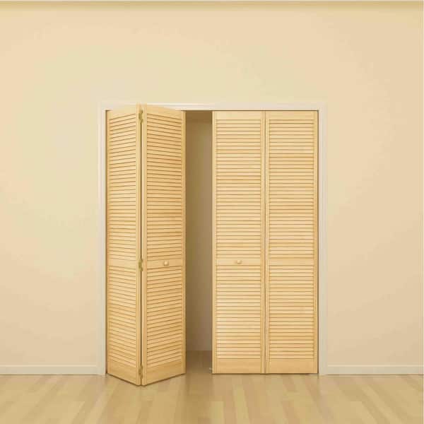 Frameport 30 in. x 80 in. Classic Louver/Louver Solid Wood Clear