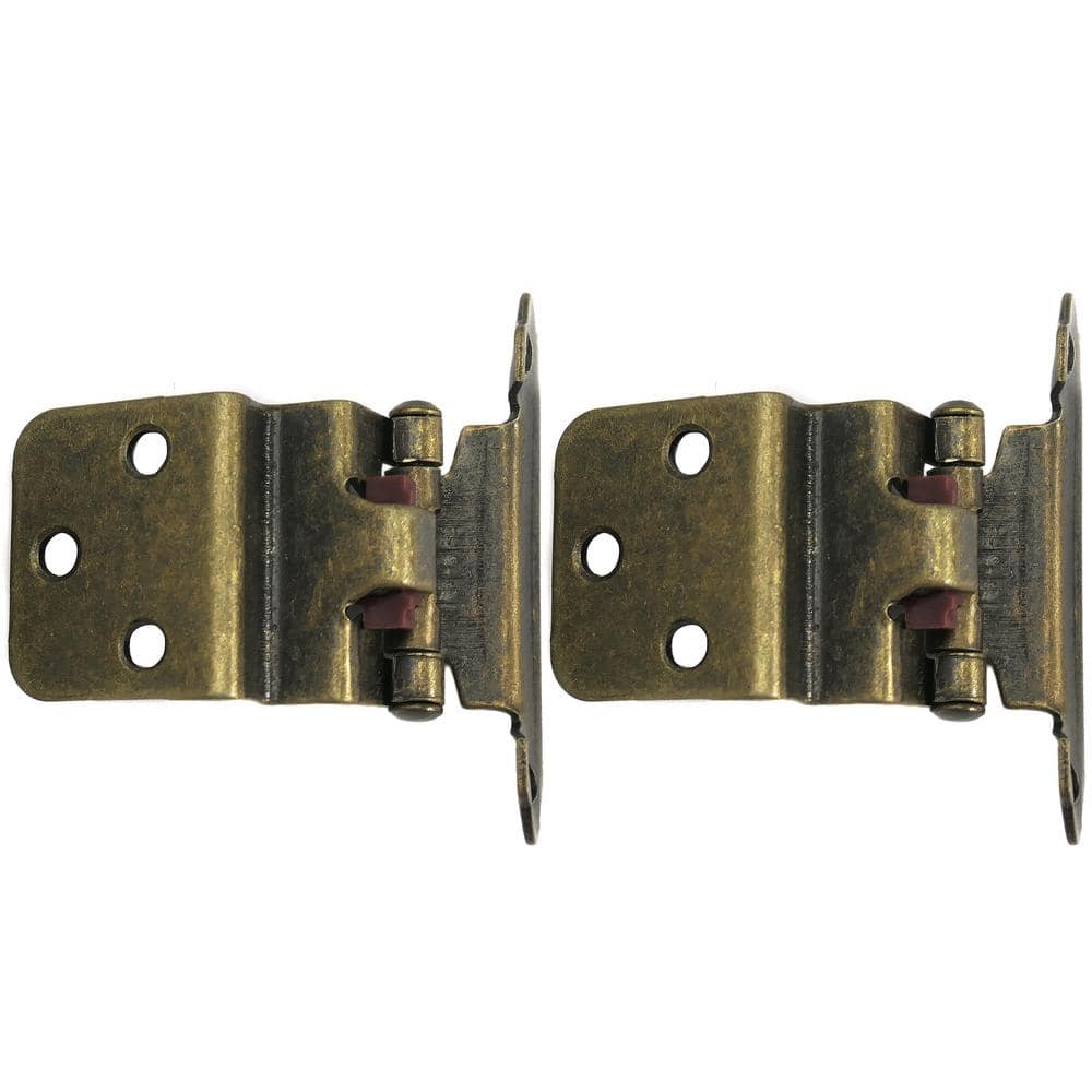 Antique Brass Semi Concealed Cabinet Hinges, 3/8 Inch Inset