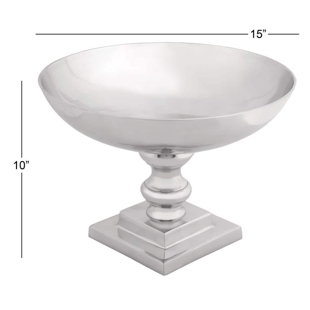 Elegant Silver Aluminum Traditional Decorative Bowl with Stand