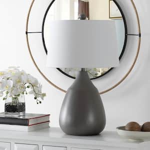 Sinrus 26.25 in. Gray Table Lamp with White Shade