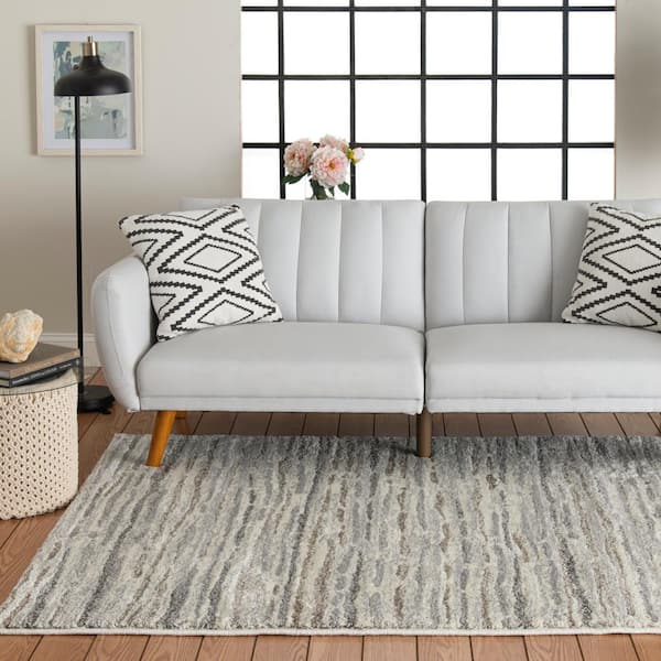 Shoreline Ivory/Gray 8 ft. x 10 ft. Striped Area Rug