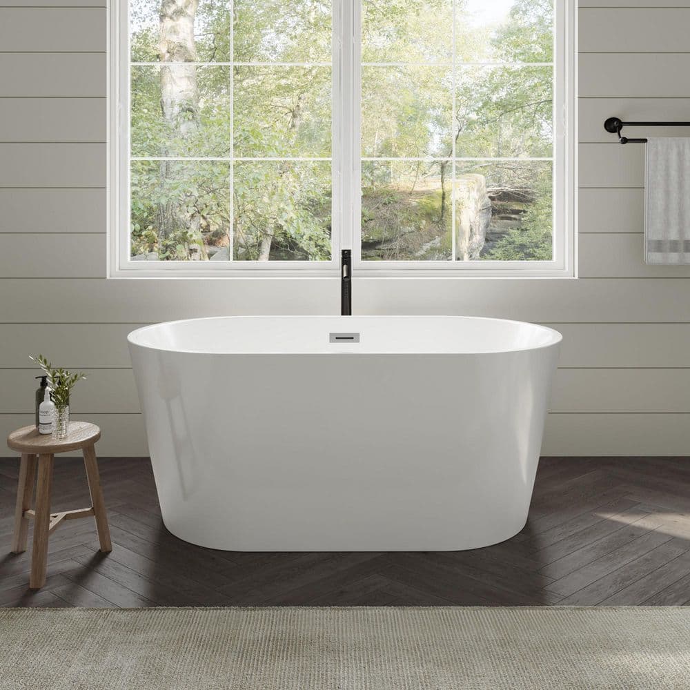 Carissa 55 in. x 29.5 in. Soaking Bathtub with Center Drain in White with Polished Chrome Trim and Matte Black Faucet price history on PriceWatchPro