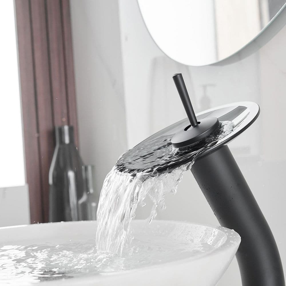 Matte Black Stainless Steel Waterfall Vessel Sink Faucet