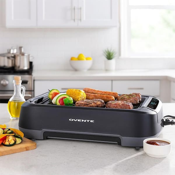 OVENTE 1500W Electric Portable Smokeless Indoor Grill with Two