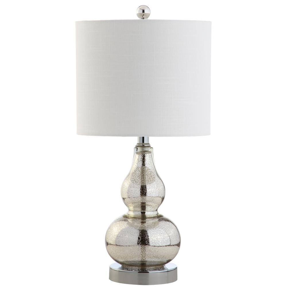 Anya 20.5" Mercury Silver Glass Table Lamp Set with White Shades