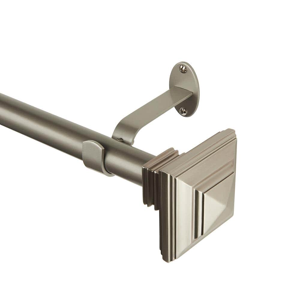 Florence Antique Pewter Adjustable Curtain Rod with Geometric Finials