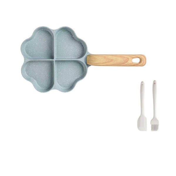 Medium 8 in. Blue Aluminum 4-Cup Omelette Pans, Nonstick for Gas Stove and Induction Cookware, PFOA PFOS Free