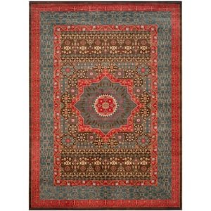 Mahal Navy/Red 10 ft. x 14 ft. Border Persian Oriental Area Rug