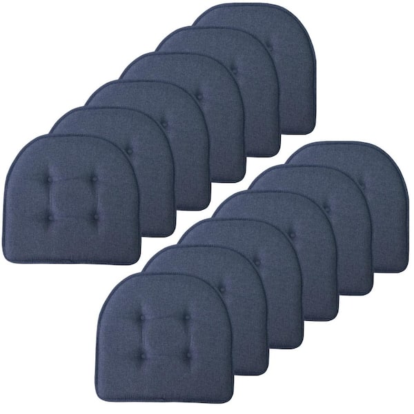 Sweet Home Collection Solid U-Shape Memory Foam 17 in. x 16 in. Non-Slip Indoor/Outdoor Chair Seat Cushion (12-Pack), Denim