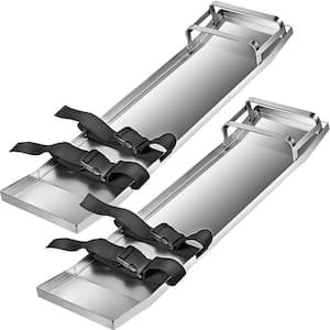 Concrete Knee Boards Silver Stainless Steel 30 in. x 8 in. Hard Knee Pads with Pull-Over Pair Sliders with Board Straps