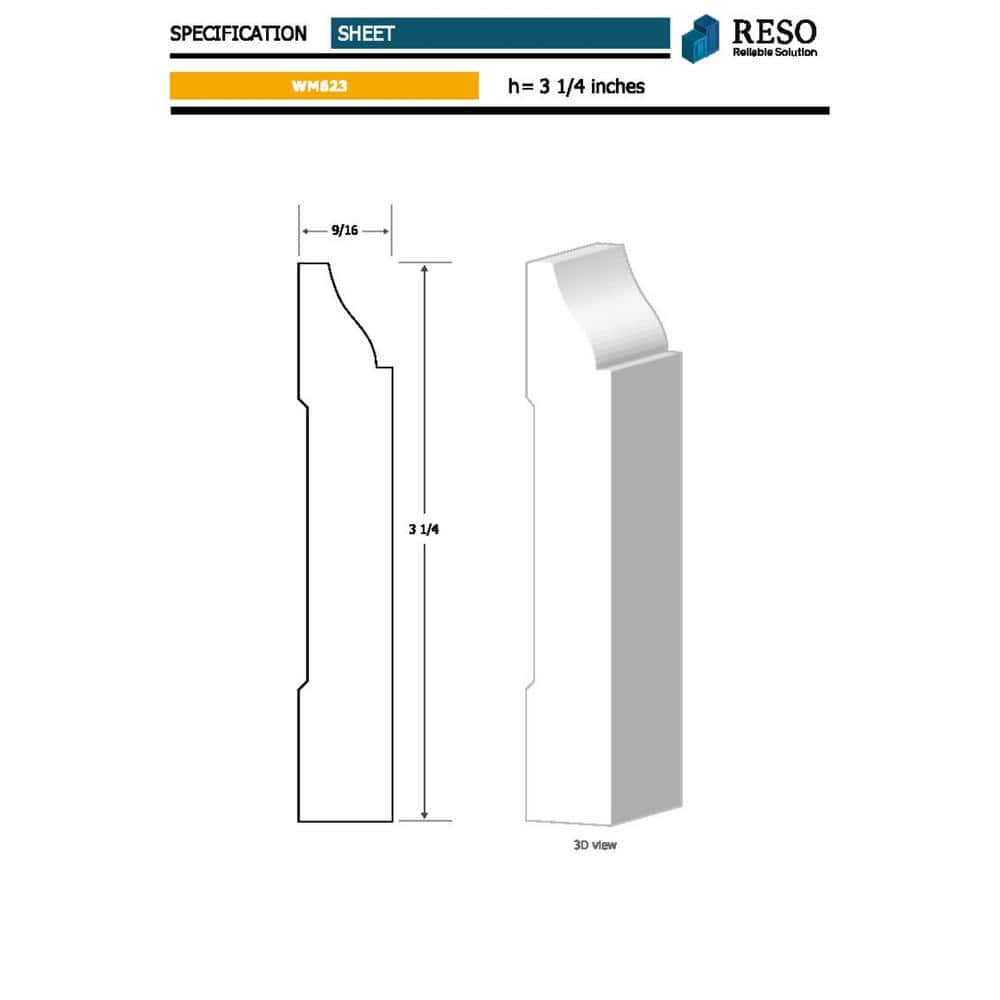 Primed Finger-Jointed Pine Baseboard Molding, 96 in. Length